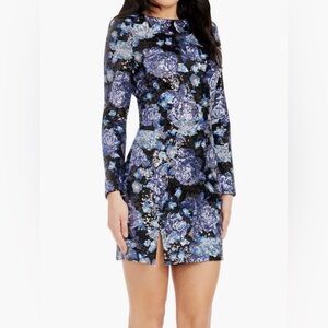 Dress the Population Nathalia Sequin Long Sleeve Cocktail Minidress